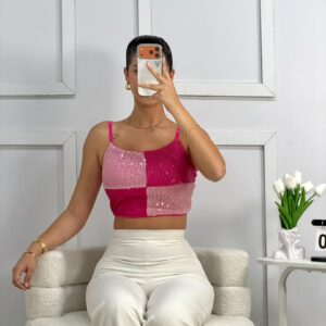 Top Brillos Fucsia