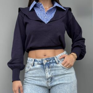 Cardigan blusa cuadros