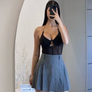 Falda flecos tono gris